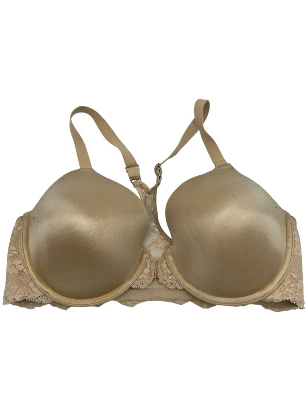 Maidenform Women's Lace Racerback Underwire Front Close Bra Size 36D Beige